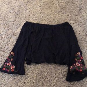 Off The Shoulder Top with Flower Details